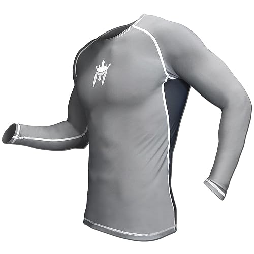 Meister Rush Rashguard-Premium-Shirt für MMA, BJJ & Tauchen, langärmlig, Kinder damen Mädchen Jungen Herren, Charcoal Grey / Black, M von Meister