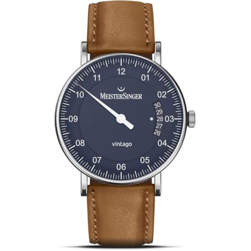 MeisterSinger | Herrenweinlese | automatisch | braunes Leder | blaues Zifferblatt VT908 von MeisterSinger