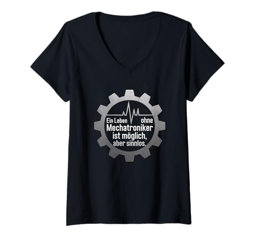 Damen Mechatroniker Design | Lustiges Mechatronik Geselle Azubi T-Shirt mit V-Ausschnitt von Meisterprüfung Studium Lehrling Mechatronik Motiv