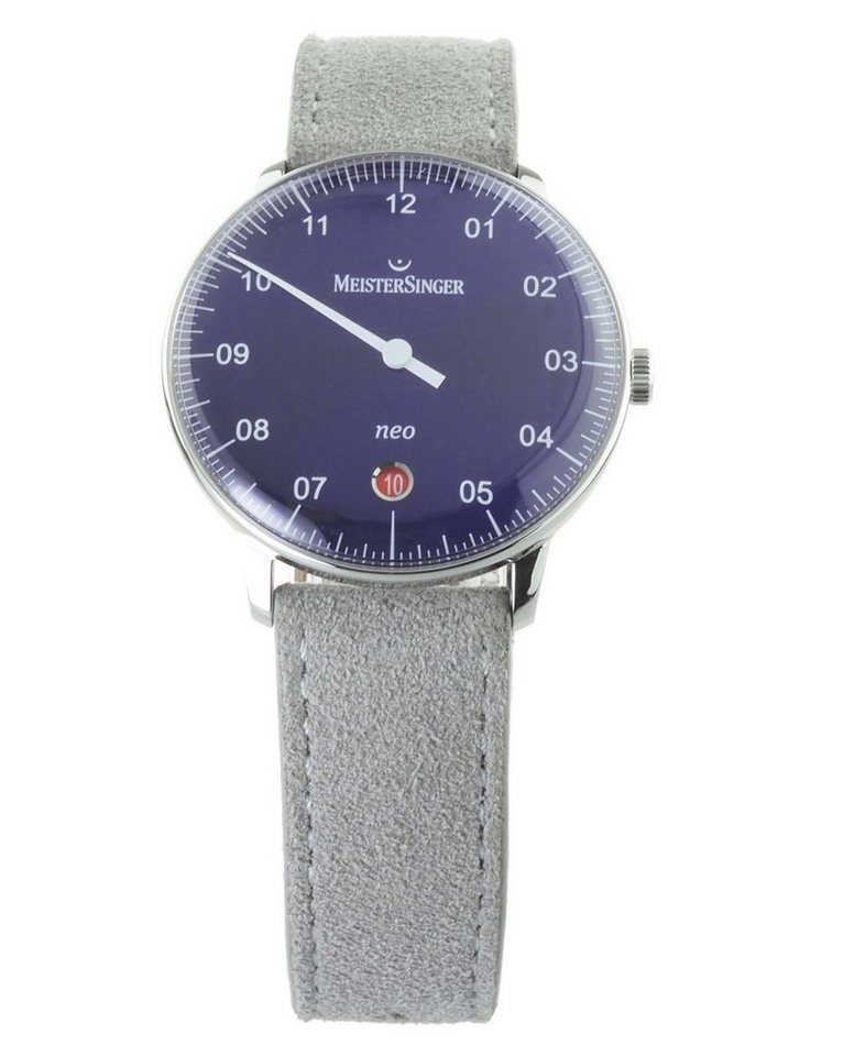 Meistersinger Schweizer Uhr Automatik Damen Uhr NE908N NEO SONNENSCHLIFF BLAU 36mm, Einzeiger Uhr von Meistersinger