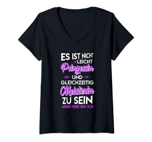 Damen Prinzessin und Meisterin Friseur Meister Meister Prüfung T-Shirt mit V-Ausschnitt von Meistertitel & Meisterprüfung bestanden Geschenke