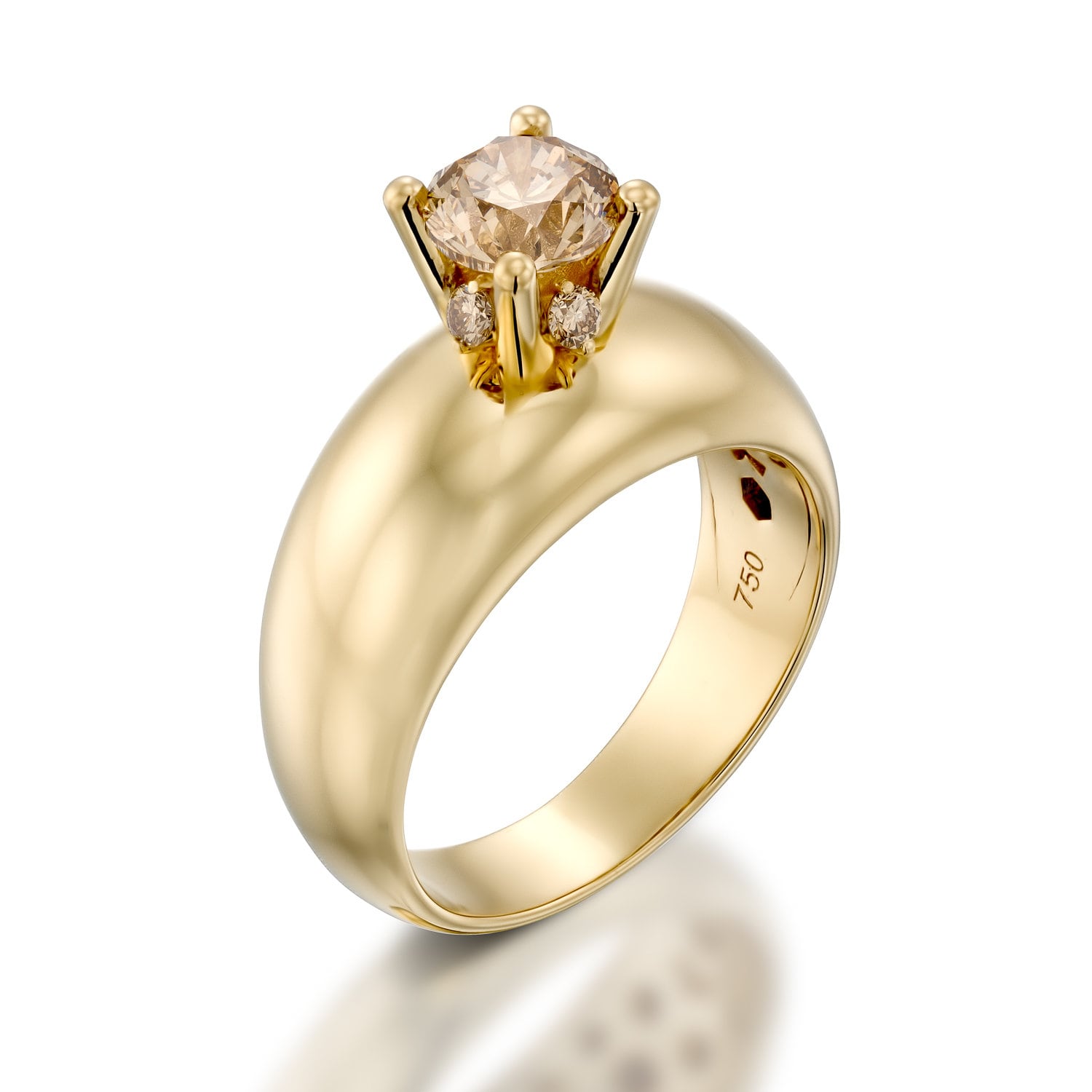 1, 35 Ct Natürliche Phantasie Braun Champagner Diamant-Ring von MeitalElkayam