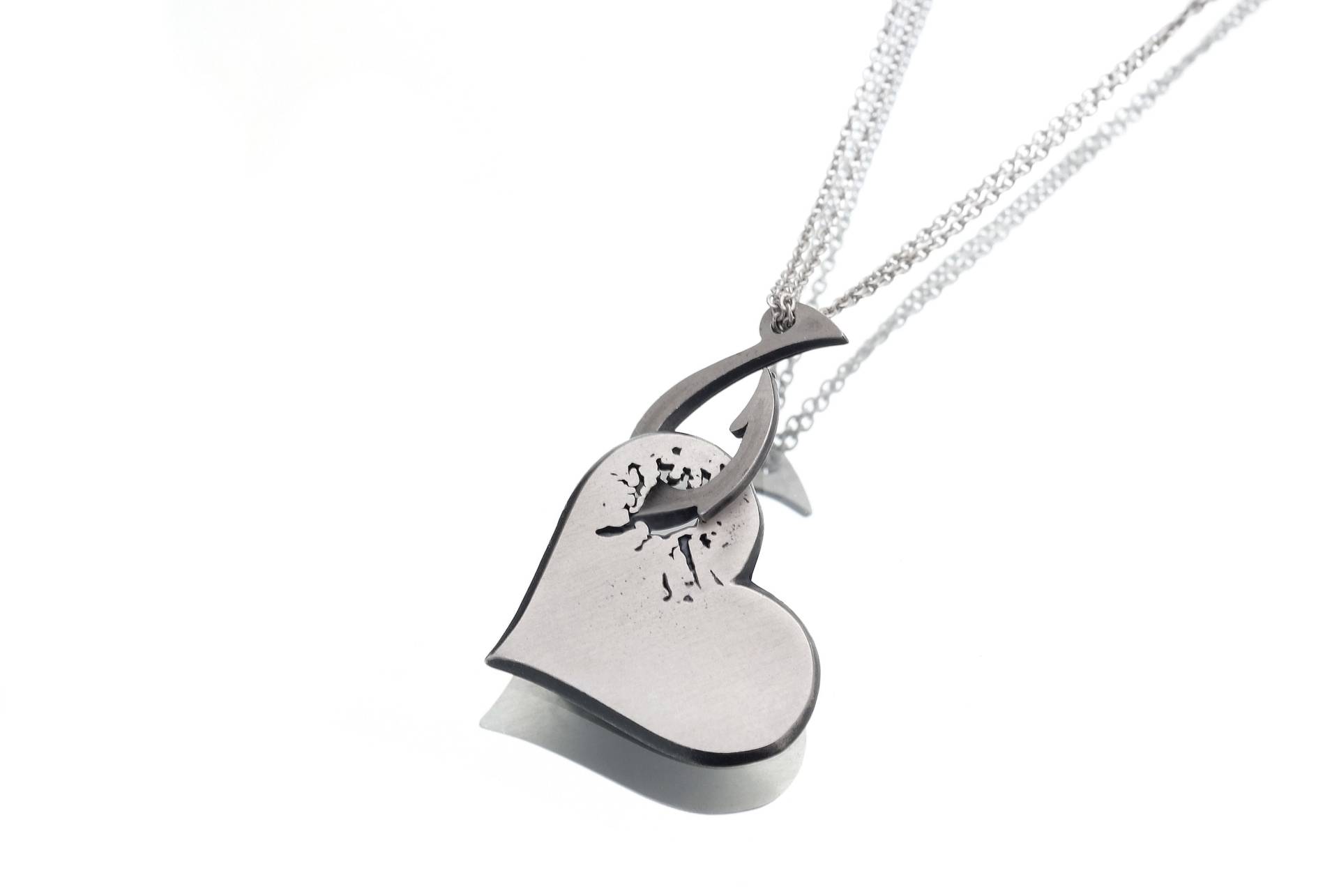 Anker Herz Halskette Anhänger in Sterling Silber - Mit Einem Haken, Halskette von MeitalElkayam