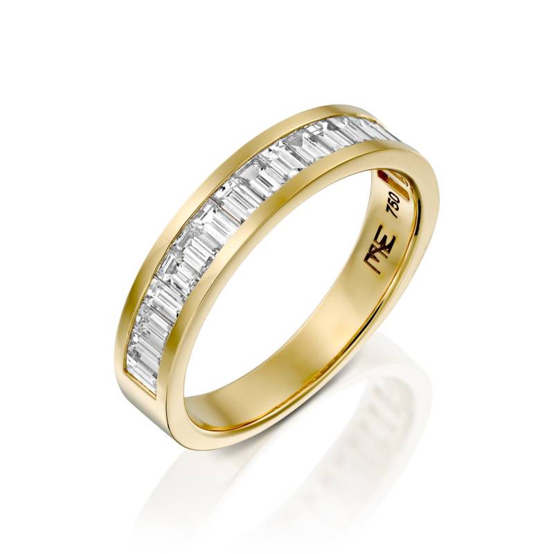 Baguette Ehering, Ewigkeit Ring, 18K Gelbgold Diamanten Kanal Einstellung, Allianz Ring von MeitalElkayam