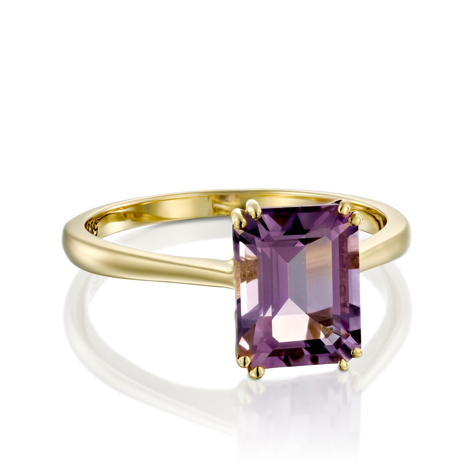 Lila Amethyst Ring, 14 K Gold Gem Rechteck Selbstliebe Ring Für Mama von MeitalElkayam
