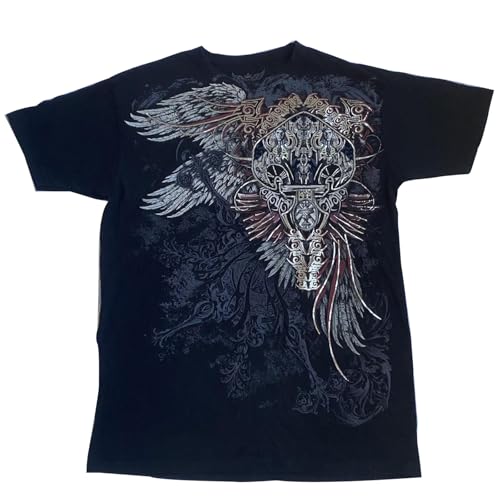 Damen Y2k Graphic Baggy T-Shirts Shirts 2000er Gothic Grunge Emo Tops Fairycore Kleidung, Schwarz, Klein Damen Y2k Graphic Baggy T-Shirts Shirts 2000er Gothic Grunge Emo Tops Fairycore Kleidung, Schwarz, Klein von Meiweileya