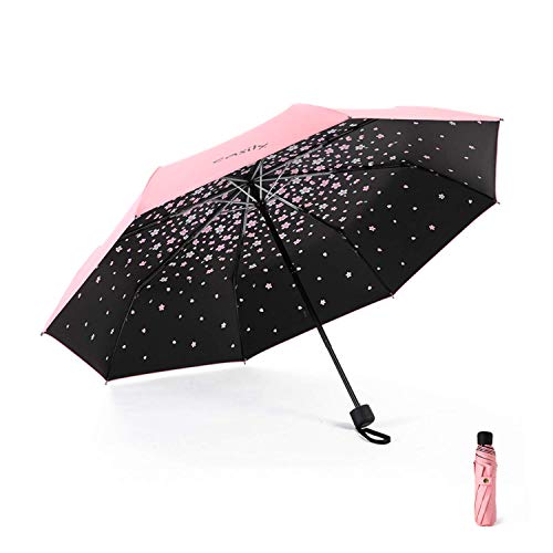 Meiyijia Voy Regenschirm kompakt und faltbar, UV-Schutz, tragbar, Lady Regenschirm – Rosa – Kirschblüten – aufgeklappt 96 cm, 96cm von Meiyijia