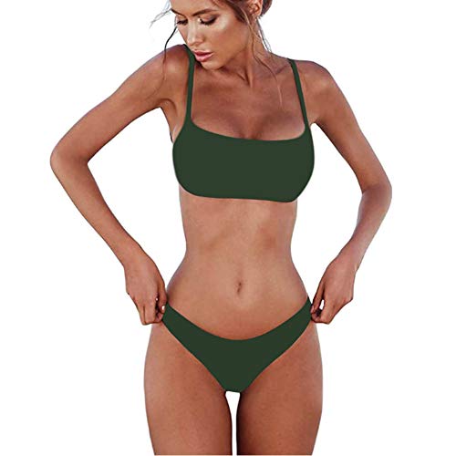 meioro Bikini Sets für Damen Push Up Tanga mit niedriger Taille Badeanzug Bikini Set Badebekleidung Beachwear (L,Grün) von meioro