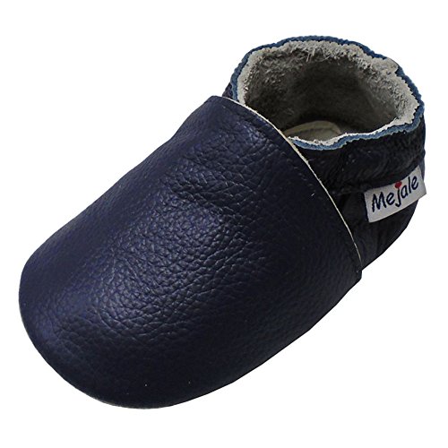 Mejale Baby-Hausschuhe aus weichem Leder, für die ersten Schritte, - marineblau - Größe: 18-24 mois von Mejale