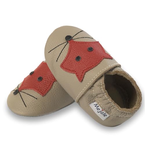 Mejale Baby Lauflernschuhe Krabbelschuhe Baby Mädchen Lederschuhe Jungen Weicher Leder Hausschuhe Kleinkind Babyschuhe Beige,19/20 EU,M von Mejale