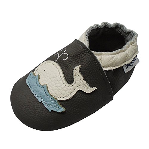 Mejale Karikatur Delphin Leder Babyschuhe Lauflernschuhe Krabbelschuhe Kleinkind Kinderschuhe Hausschuhe(12-18 Monate/5.51 Zoll, L) von Mejale