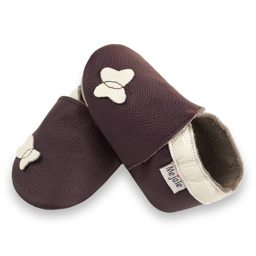 Mejale Krabbelschuhe Baby Lauflernschuhe Weicher Leder Jungen Lauflernschuhe Mädchen Babyschuhe Kleinkind Babyhausschuhe Lederschuhe Lila 19/20 EU,M von Mejale