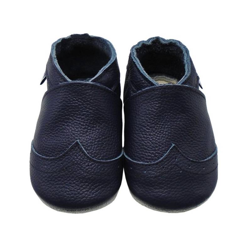 Mejale Krabbelschuhe Lauflernschuhe Hausschuhe Lederpuschen Dunkelblau Hausschuh von Mejale