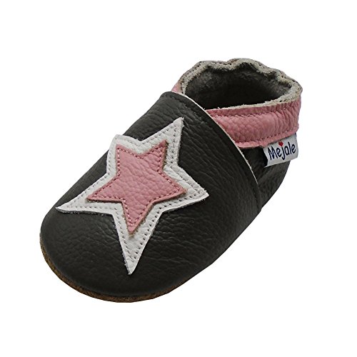 Mejale Weiche Sohle Leder Babyschuhe Lauflernschuhe Krabbelschuhe Kleinkind Kinderschuhe Hausschuhe Jungen Mädchen Krabbelschuhe,Dunkelgrau,25/26 EU,XXL von Mejale