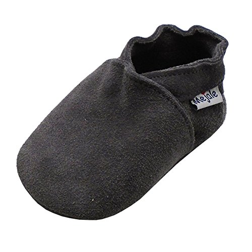 Mejale Weiche Leder Schlüpfen Lauflernschuhe Krabbelschuhe Babyschuhe Mokassin (21/22 EU, Grau, numeric_21) von Mejale