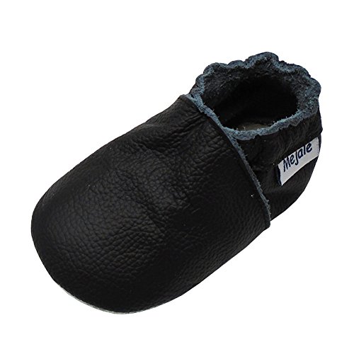 Mejale Weiche Leder Schlüpfen Lauflernschuhe Krabbelschuhe Babyschuhe Mokassin (19/20 EU, Schwarz, numeric_19) von Mejale