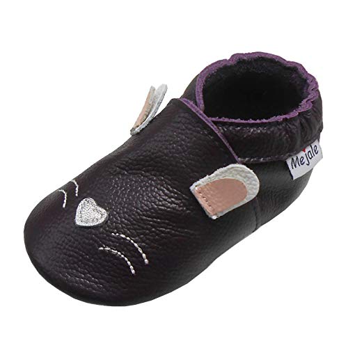 Mejale Soft Sole Leder Babyschuhe Säugling Neugeborenes Kleinkind Krabbeln Mokassins Jungen Mädchen Hausschuhe (0-6 Monate, Lila, S) von Mejale