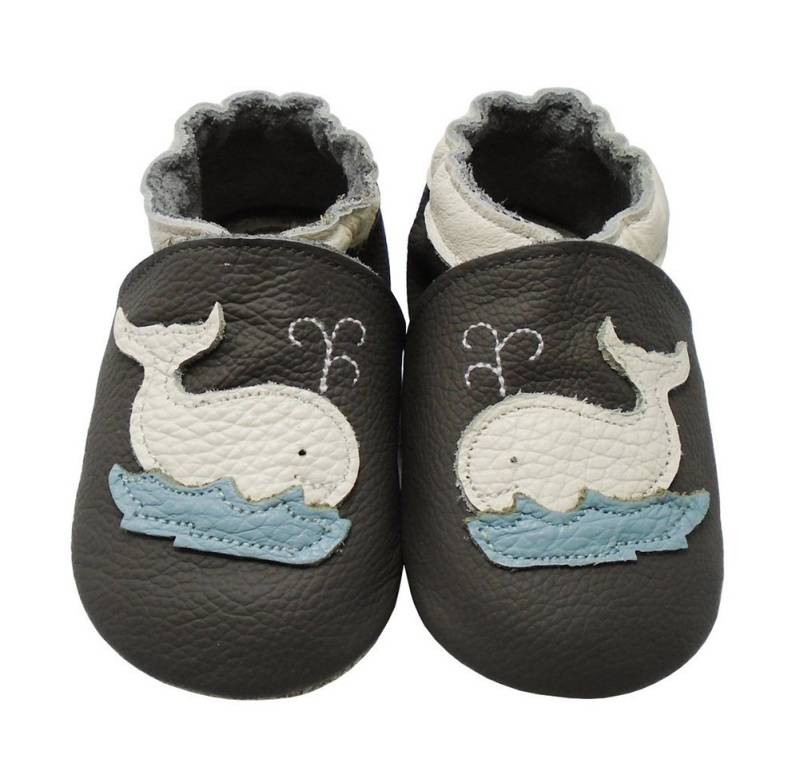 Mejale Hausschuhe Weiche 100% Leder Lauflernschuhe Lederpuschen Wal Krabbelschuh (Kann in Innenräumen verwendet werden) elastisch von Mejale