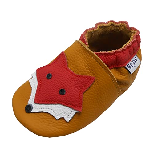 Mejale Weiche Gummisohle Babyschuhe Leder Hausschuhe Lauflernschuhe Krabbelschuhe Kleinkind Kinderschuhe Karikatur (Braun Fuchs, 6-12 Monate, M) von Mejale