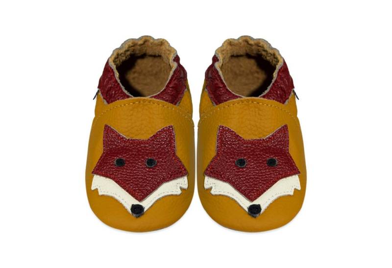 Mejale Weiche Leder Krabbelschuhe Hausschuhe Lederpuschen Fuchs Orange Hausschuh 100% Leder von Mejale