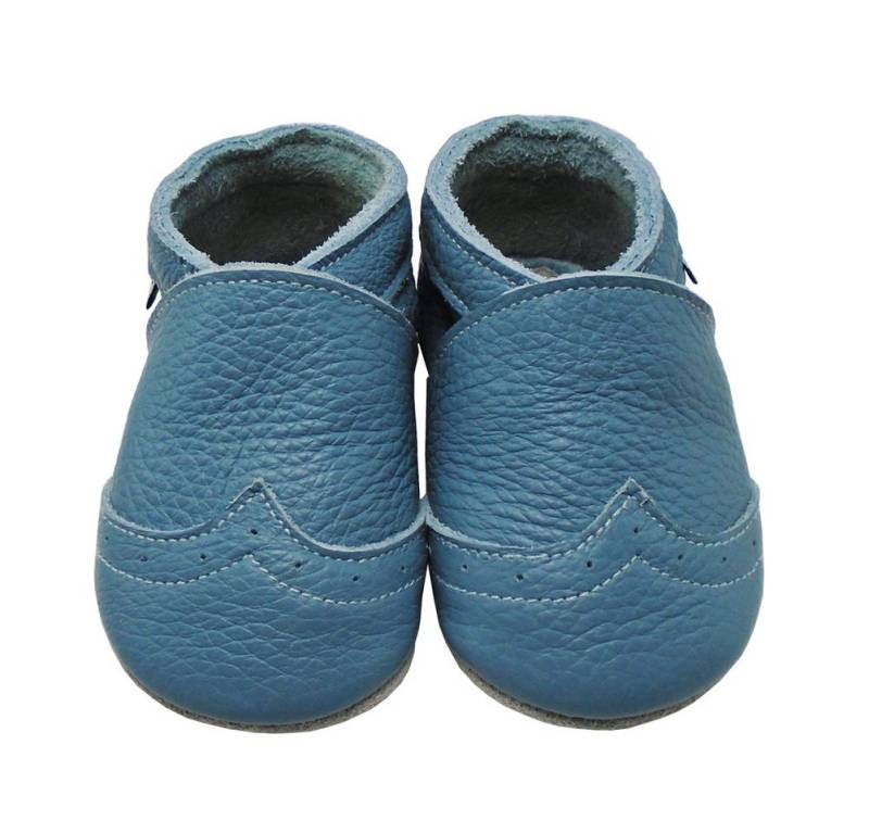 Mejale Weiche Leder Lauflernschuhe Hausschuhe Lederpuschen Blau 100% Leder Krabbelschuh von Mejale