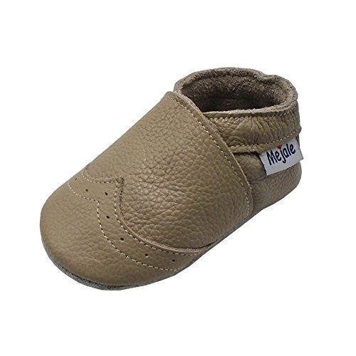 Mejale Weiche Sohle Leder Babyschuhe Lauflernschuhe Krabbelschuhe Kleinkind Kinderschuhe Hausschuhe(Bräunen,6-12 Monate,M) von Mejale
