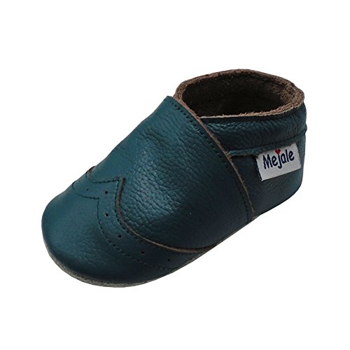 Mejale Weiche Sohle Leder Babyschuhe Lauflernschuhe Krabbelschuhe Kleinkind Kinderschuhe Hausschuhe(Cyan,0-6 Monate,S) von Mejale