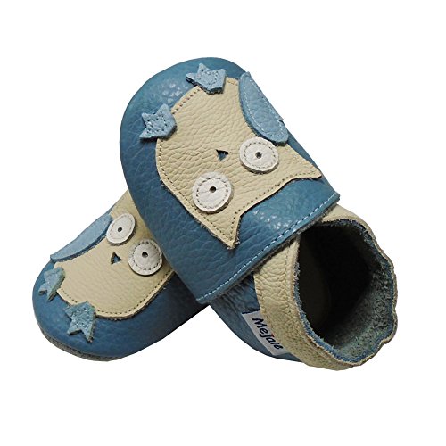Mejale Weiche Sohle Leder Babyschuhe Lauflernschuhe Krabbelschuhe Kleinkind Kinderschuhe Hausschuhe,23/24 EU, Himmelblau,XL von Mejale