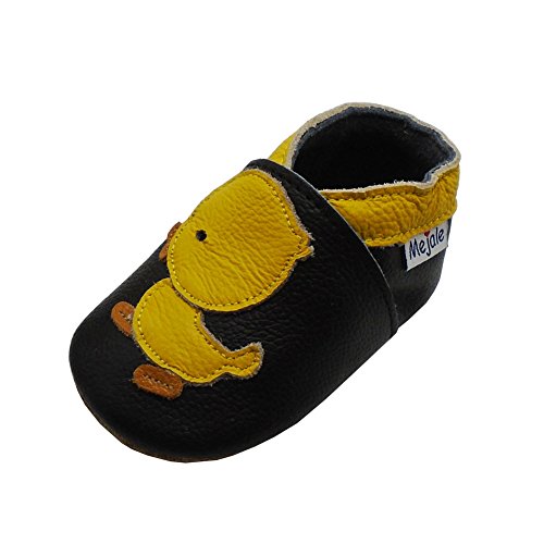 Mejale Weiche Sohle Leder Babyschuhe Lauflernschuhe Krabbelschuhe Kleinkind Kinderschuhe Hausschuhe Karikatur Blume 6-12 Monate,Schwarz Gelb,19/20 EU von Mejale