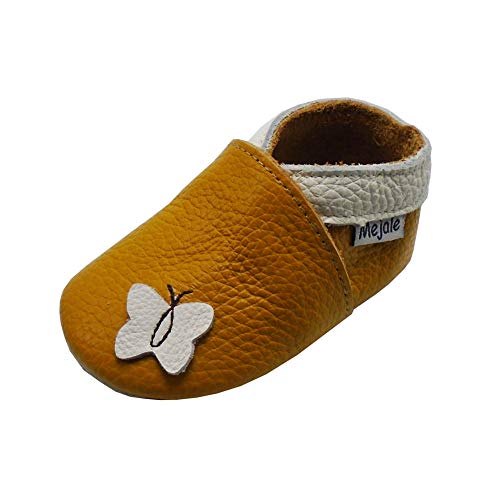 Mejale Weiche Sohle Leder Babyschuhe Lauflernschuhe Krabbelschuhe Kleinkind Kinderschuhe Hausschuhe Karikatur Schmetterling(18-24 Monate, braun,XL) von Mejale