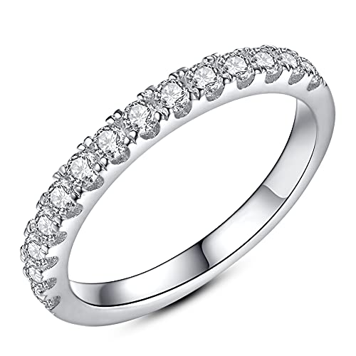 Mejewri Moissanite Eheringe, Ring Silber 925 Damen Eheringe Weissgold Dimond Ring Vergoldet Dupes Wedding Ring VVS1 D Farbe 2.0mm 58 von Mejewri