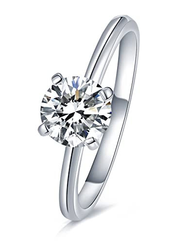 Mejewri Verlobungsring Damen, Moissanite Ring Solitär Ring Damen Silber 925 Ring Mit Stein Ringe Frauen Diamond Ring Engagement Ring D Color VVS1 Moissanite 18 Karat Weiß Gold 2ct 50 von Mejewri