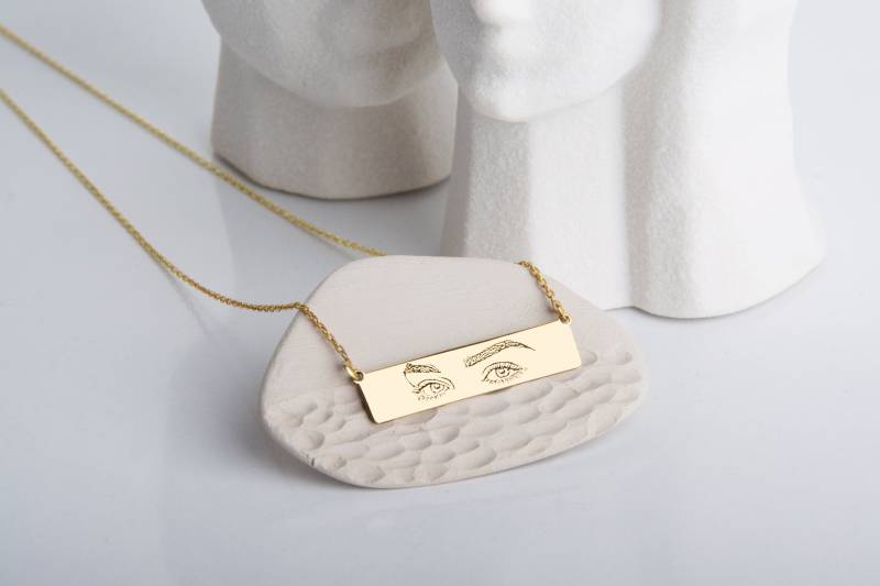 Benutzerdefinierte Augen-Print-Kette 925 Sterling Silber, 14K Vergoldet von MekaSilverJewelry