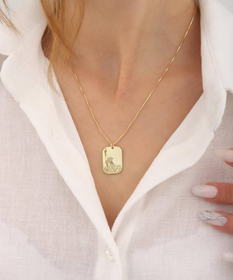 Freiheitsstatue Anhänger 925 Sterling Silber Halskette von MekaSilverJewelry