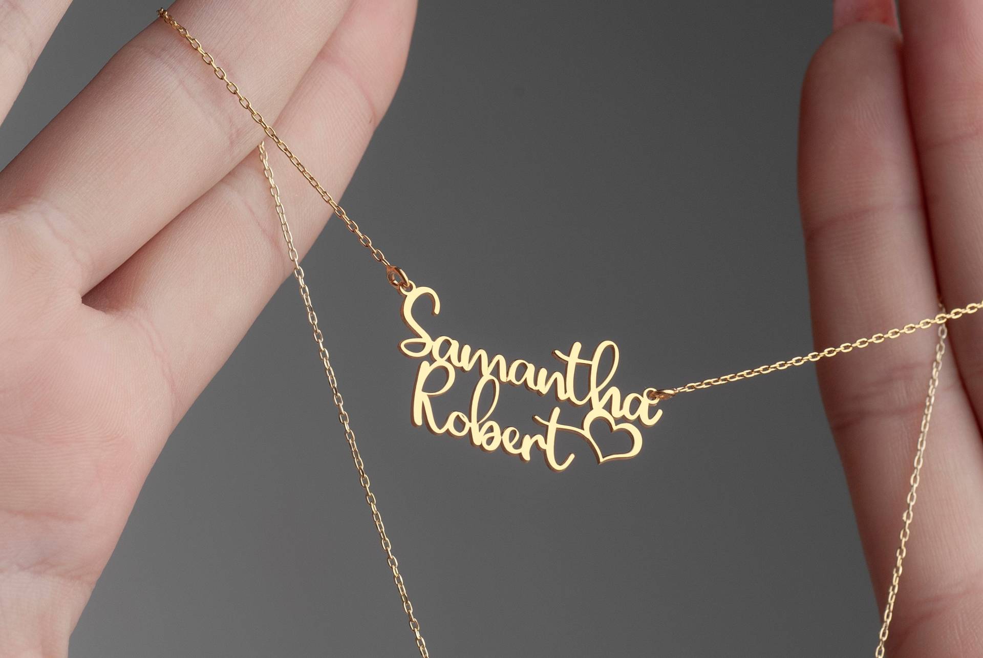 Personalisierte 925 Sterling Silber Doppel Name Herz Halskette von MekaSilverJewelry