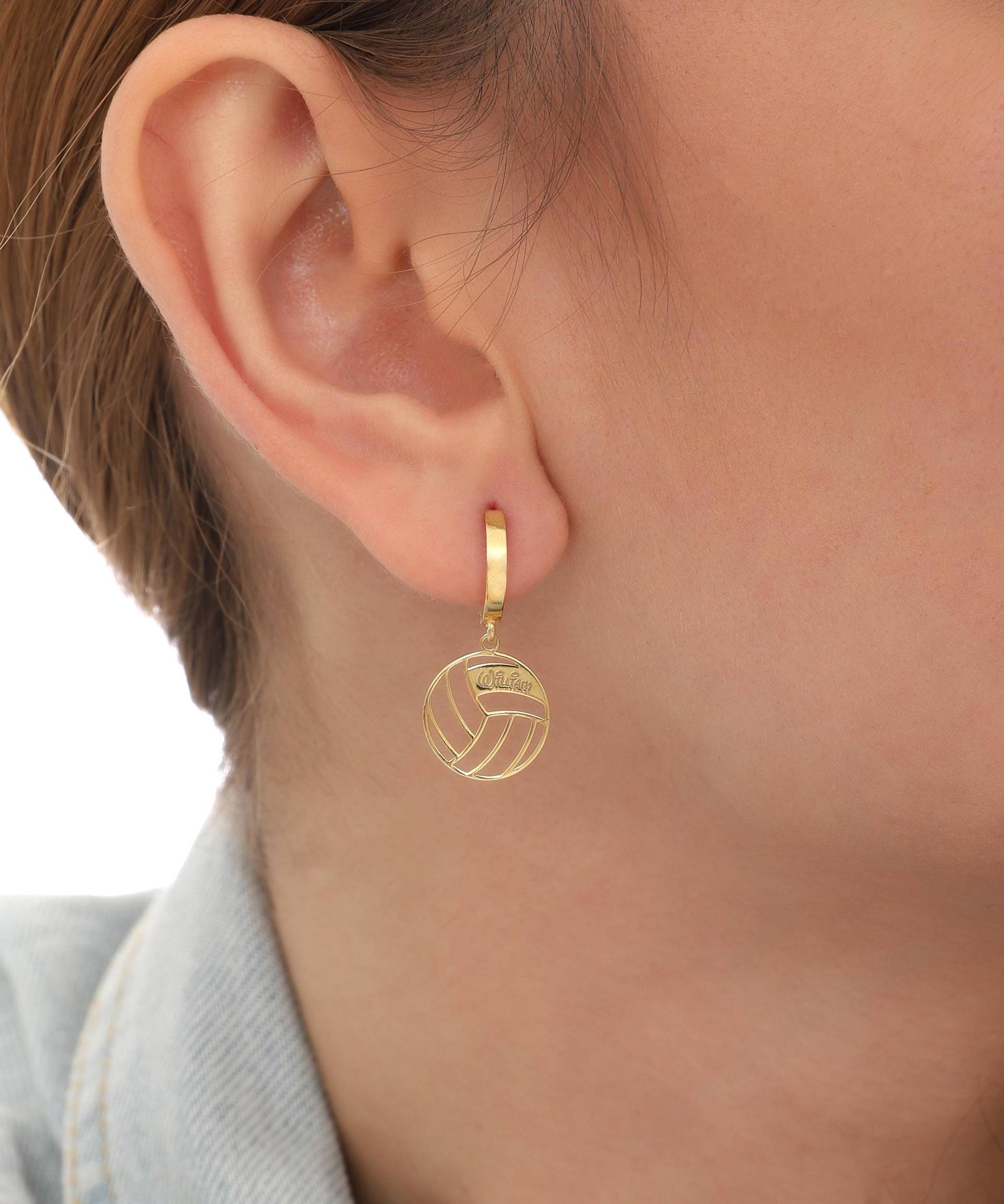 Personalisierte Beachvolleyball-Ohrringe Individueller Name 925 Sterlingsilber von MekaSilverJewelry