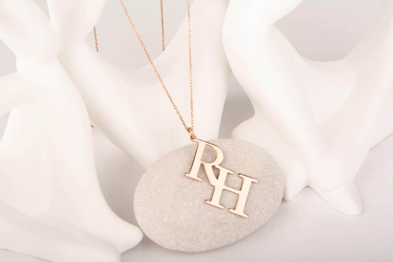 Personalisierte Doppel Initial Halskette Sterling Silber Schmuck von MekaSilverJewelry