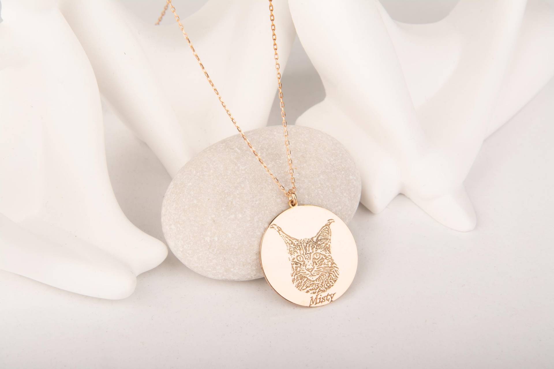 Personalisierte Haustier Porträt Halskette Sterling Silber Individueller Hunde Katzen Schmuck von MekaSilverJewelry