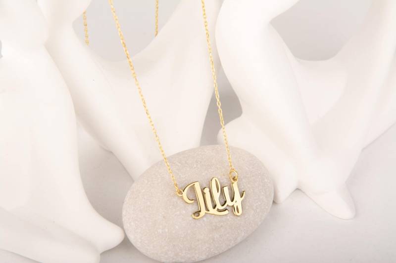 Personalisierte Namenskette 925 Sterling Silber, 14K Vergoldet von MekaSilverJewelry