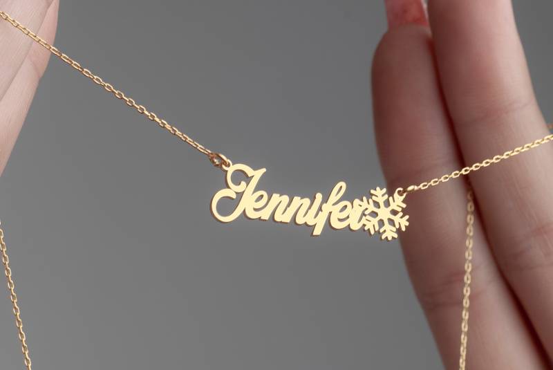Personalisierte Schneeflocke Namen Halskette Sterling Silber Winter Schmuck Geschenk von MekaSilverJewelry