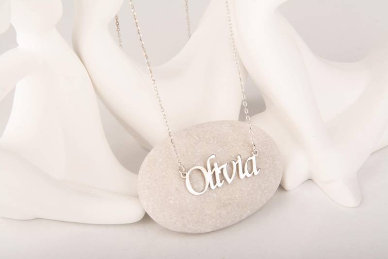 Personalisierte Sterling Silber Name Halskette - Individueller Handgemachter Schmuck von MekaSilverJewelry
