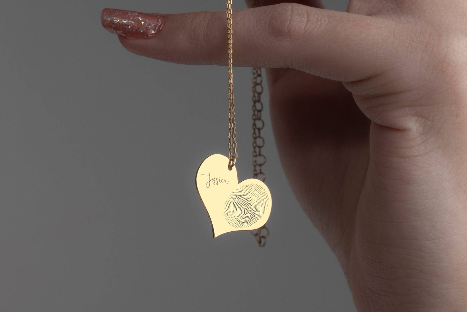 Personalisierter Fingerabdruck Herz Halskette Sterling Silber Erinnerungsschmuck von MekaSilverJewelry