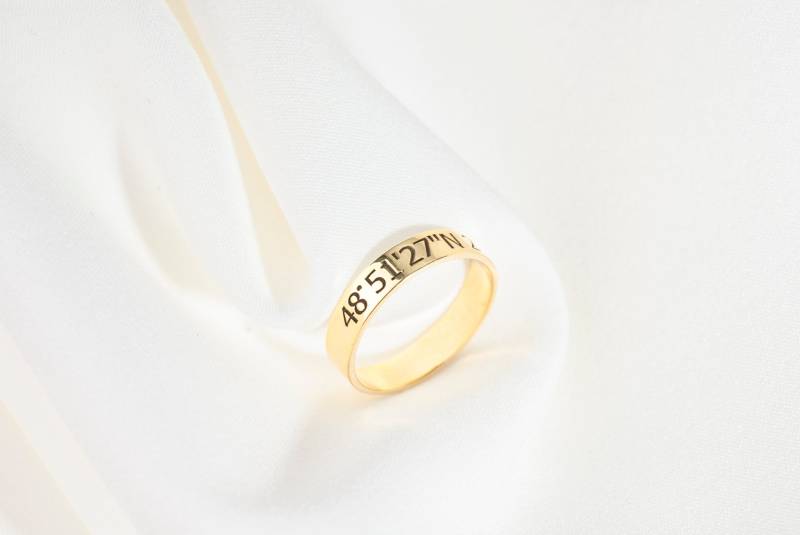 Personalisierter Sterling Silber Koordinaten Ring - Benutzerdefinierte Lage Schmuck von MekaSilverJewelry