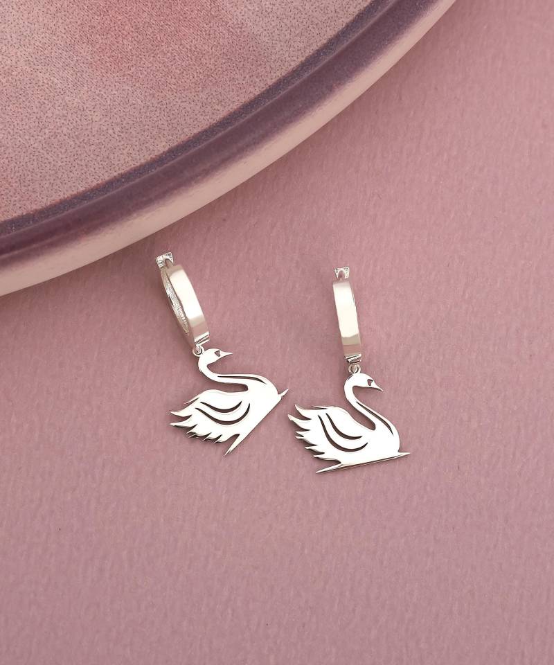 Zierliche Schwanen Ohrhänger 925 Sterling Silber Vogel Schmuck von MekaSilverJewelry