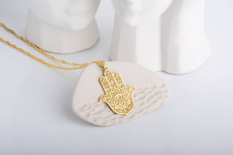 sterling Silber Hamsa Halskette Hand Der Fatima, Schutz Vor Dem Bösen von MekaSilverJewelry