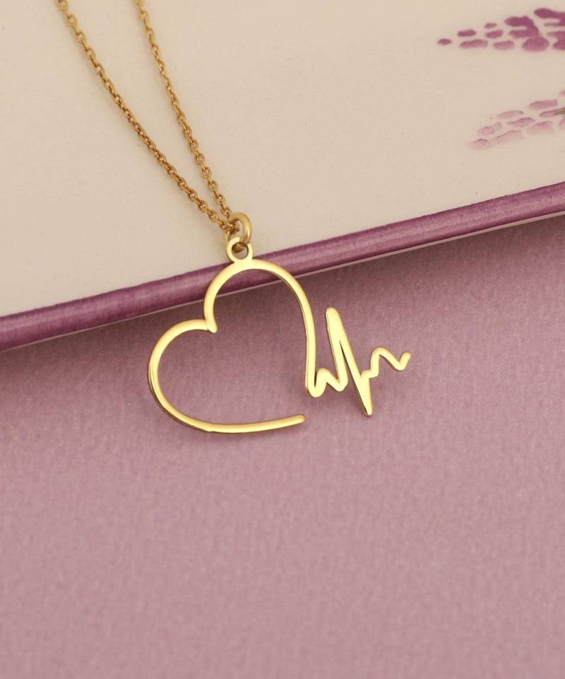 sterling Silber Herzschlag Halskette Zierlicher Liebesschmuck von MekaSilverJewelry