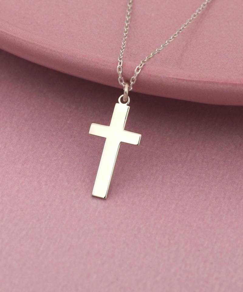sterling Silber Kreuz Halskette Christliches Religiöses Schmuckgeschenk von MekaSilverJewelry