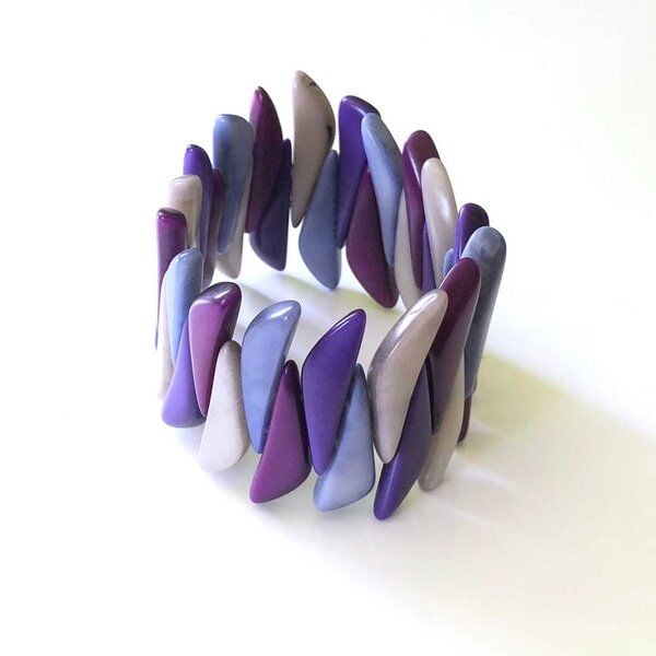 Mekhada Tagua Armband "Peycap", ca. 5,5 cm breit, Stretch, Steinnuß (Naturprodukt), Fairtrade von Mekhada