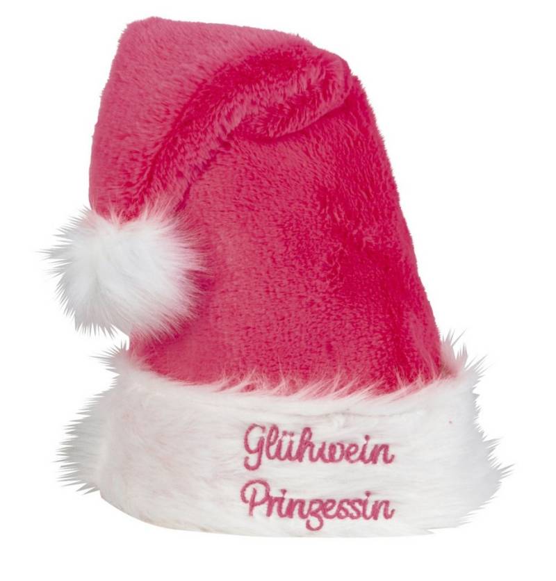 Mel-O-Design Bommelmütze Nikolausmütze "Glühwein Prinzessin" Weihnachts Kostüm (Weihnachts Mütze, Pink) mit lustiger Stickerei von Mel-O-Design