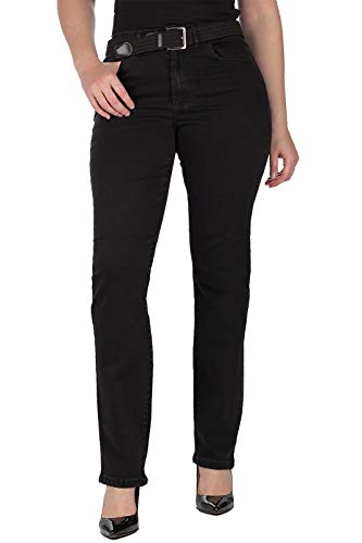 Mel's Line Damen Jeans Hosen Übergröße High-Waist elastisch Skinny Stretch Destroyed gerader Schnitt oder Slim fit mit Rissen am Saum (Schwarz, 42) von Mel's Line